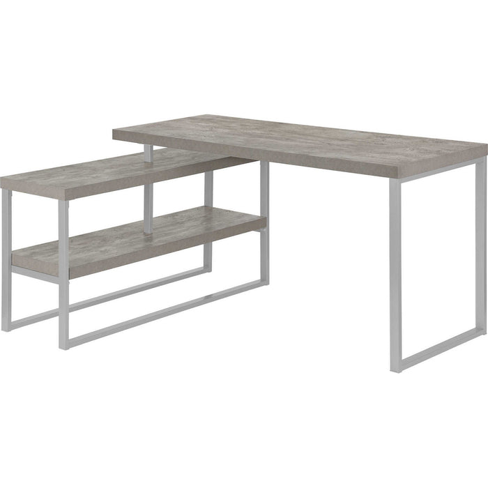 Computer Desk - 60"l - Concrete - Silver Metal L/R Corner