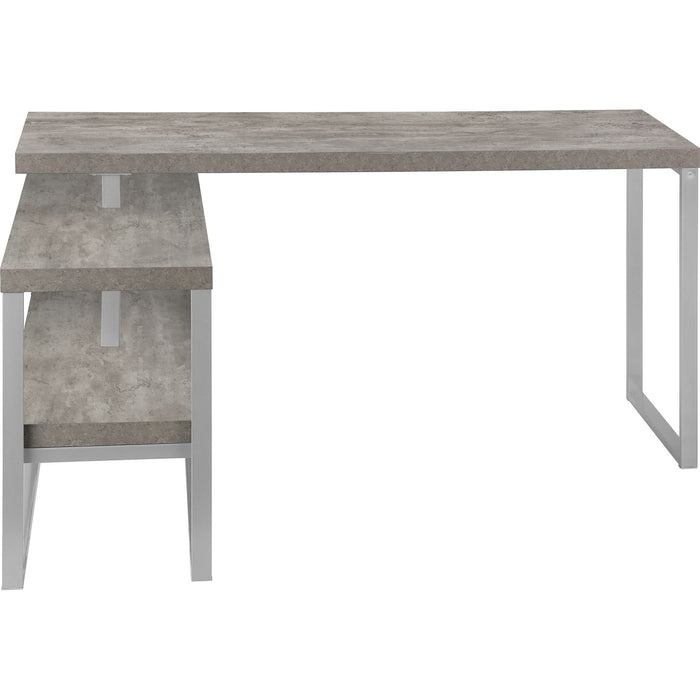 Computer Desk - 60"l - Concrete - Silver Metal L/R Corner