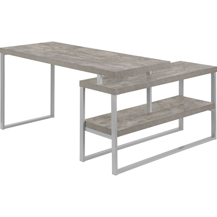 Computer Desk - 60"l - Concrete - Silver Metal L/R Corner