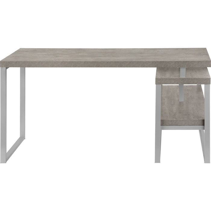 Computer Desk - 60"l - Concrete - Silver Metal L/R Corner