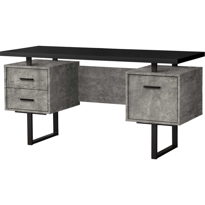 Computer Desk - 60"l - Grey Concrete - Metal
