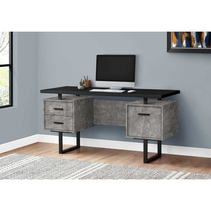Computer Desk - 60"l - Grey Concrete - Metal