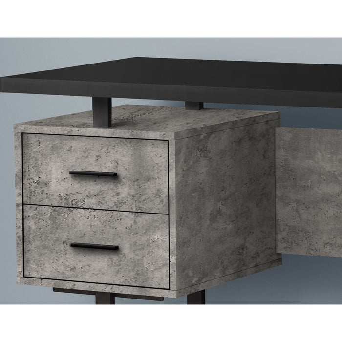 Computer Desk - 60"l - Grey Concrete - Metal