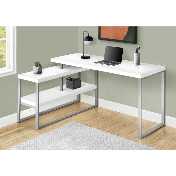 Computer Desk - 60"l - Silver Metal L/R Corner