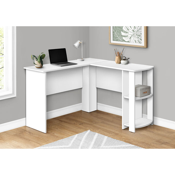 Computer Desk - L-shaped Corner - 2 Shelves