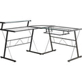 Computer Desk - Metal Corner with Tempered Glass
