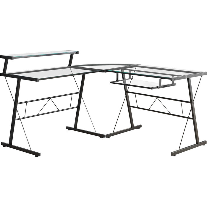 Computer Desk - Metal Corner with Tempered Glass