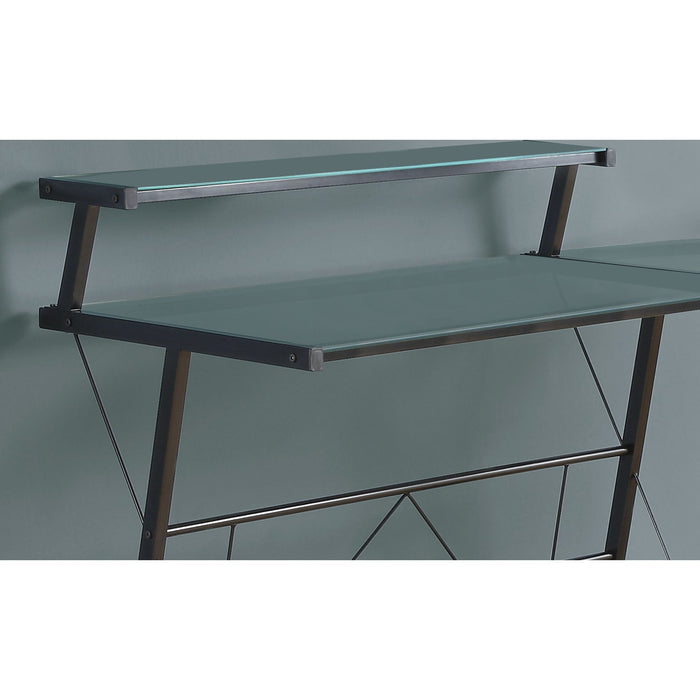 Computer Desk - Metal Corner with Tempered Glass