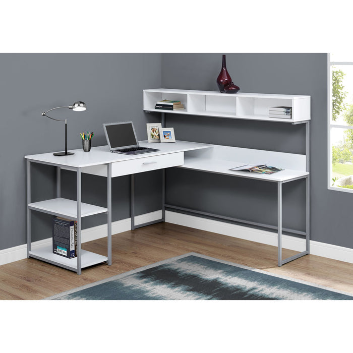 Computer Desk - Silver Metal Corner