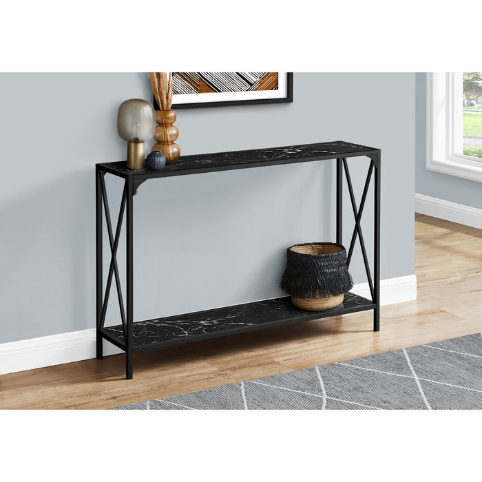 Console Table - Black Marble/Black