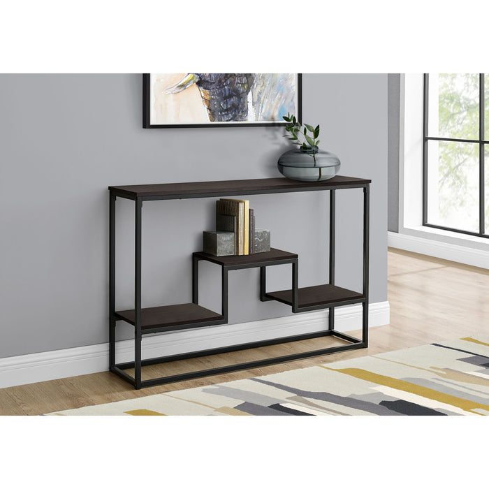 Console Table - Espresso/Black Metal
