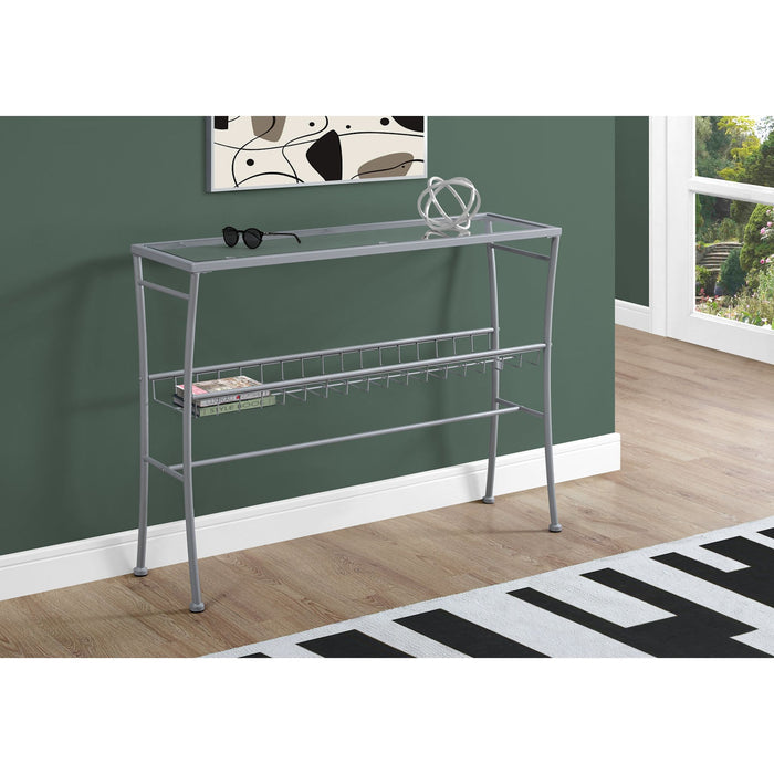 Console Table - Silver/Tempered Glass