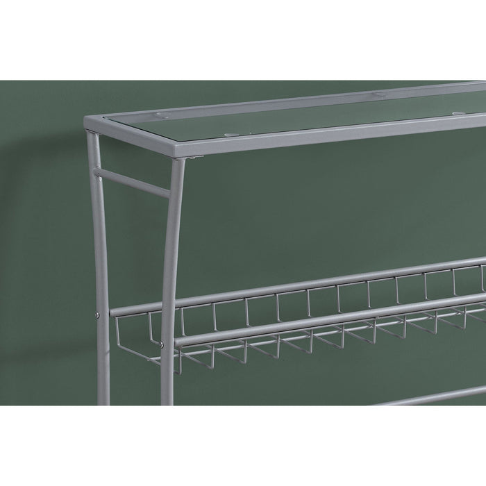 Console Table - Silver/Tempered Glass