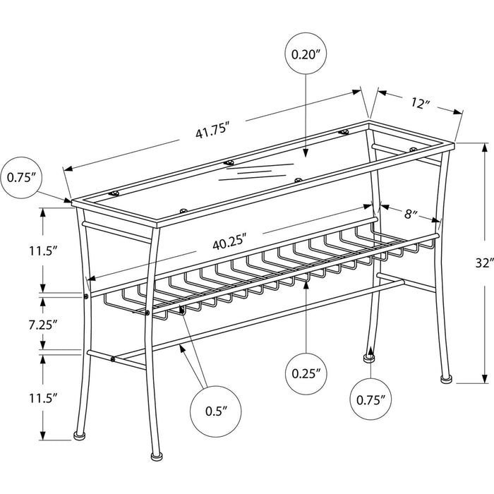 Console Table - Silver/Tempered Glass