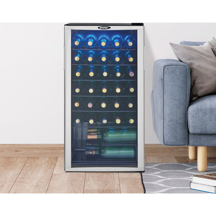 Danby 3.2 cu ft 36 Bottle Free-Standing Wine Cooler  - Metallic,Black (DWC350BLP)
