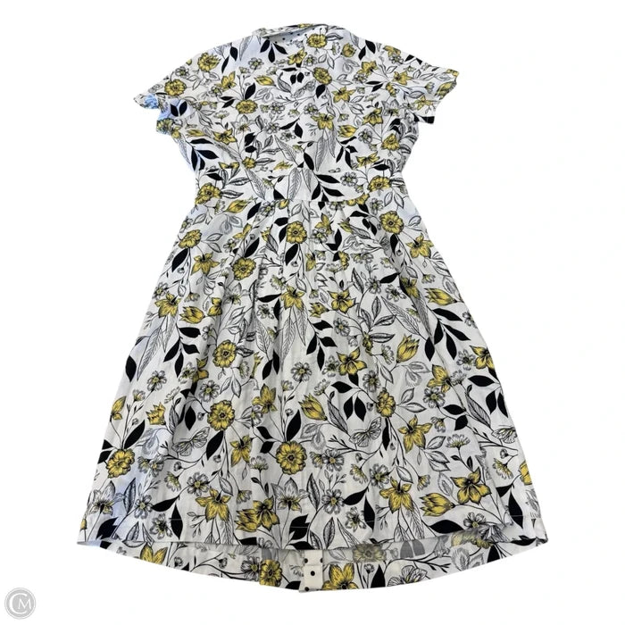 Dress Casual Maxi By Foxcroft In White & Yellow, Size: 12