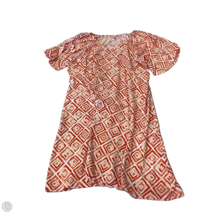 Dress Casual Midi By Clothes Mentor In Orange & White, Size: Xl
