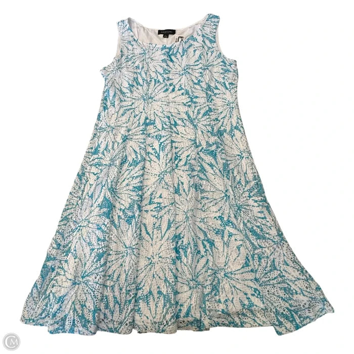 Dress Casual Midi By Perceptions In Blue & White, Size: L