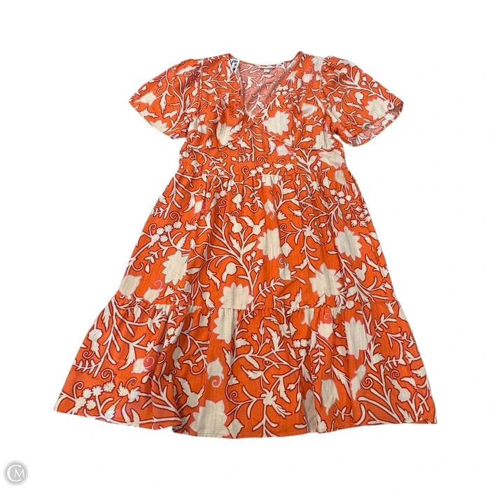 Dress Casual Short By Knox Rose In Orange & White, Size: Xl