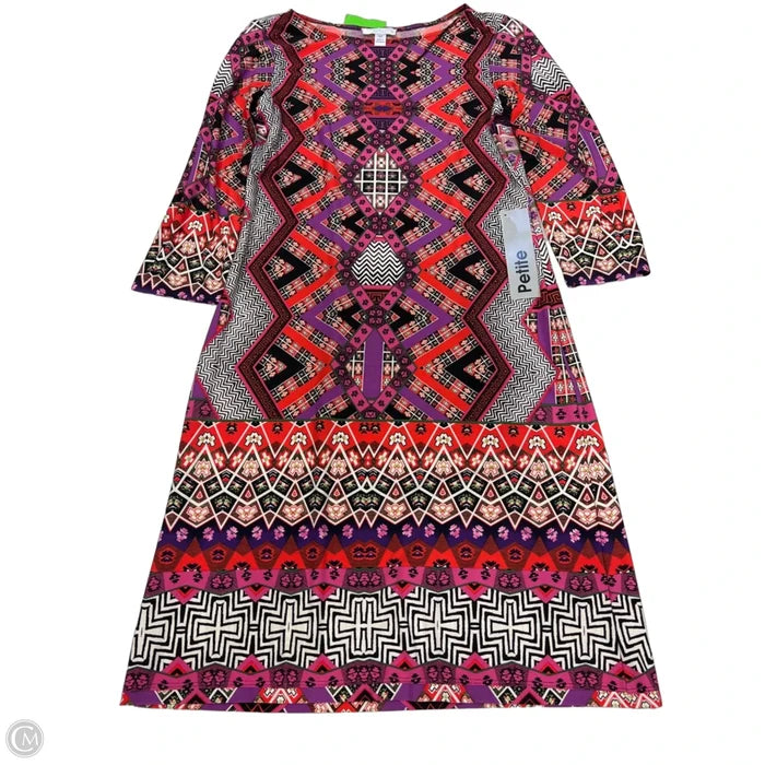 Dress Casual Short By London Times In Orange & Purple, Size: 4p