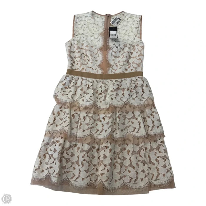 Dress Party Short By Bcbgmaxazria In Tan & White, Size: 2