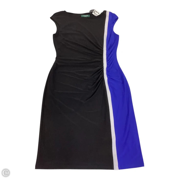 Dress Work By Lauren By Ralph Lauren In Black & Blue, Size: 10