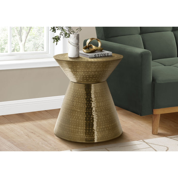 End Table - Gold Iron Metal Drum