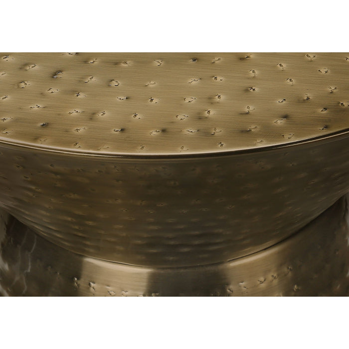 End Table - Gold Iron Metal Drum