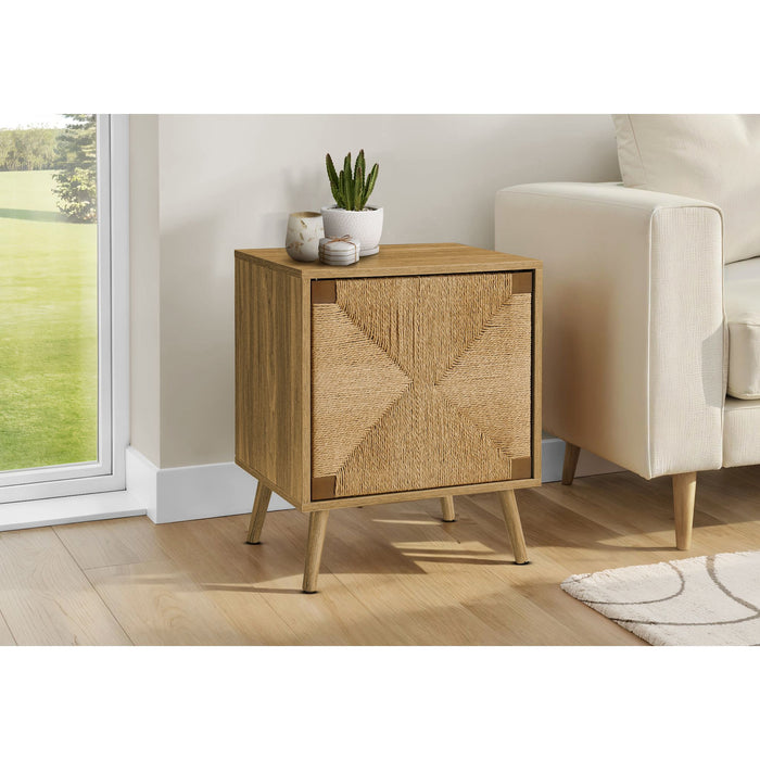 End Table - Light Walnut/Seagrass-look