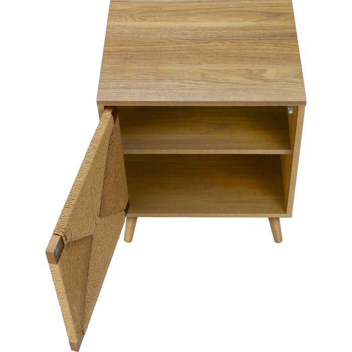 End Table - Light Walnut/Seagrass-look