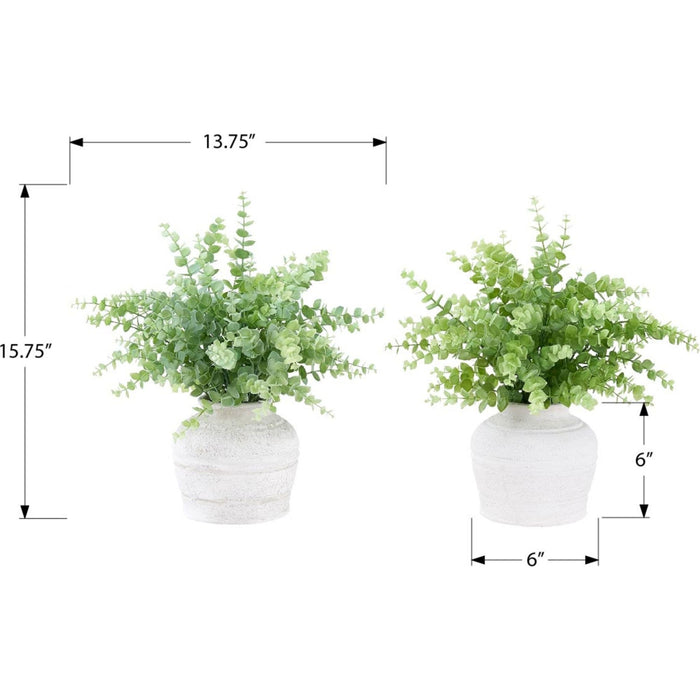 Eucalyptus - 16" Artificial Plant (Set of 2) in a 6" Pot