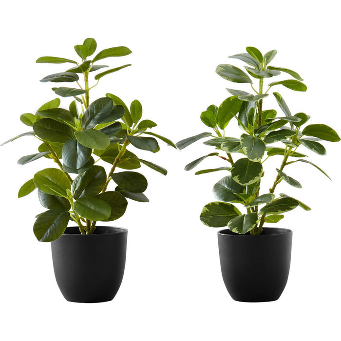 Ficus Elastica - 14" Artificial Plant (Set of 2) in a 4" Pot