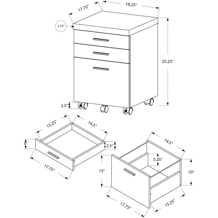 Filing Cabinet - 3 Drawer - Castors
