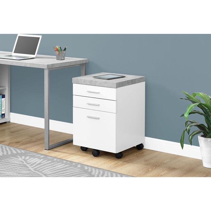 Filing Cabinet - 3 Drawer - Cement-look on Castor