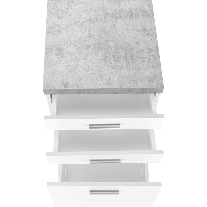 Filing Cabinet - 3 Drawer - Cement-look on Castor