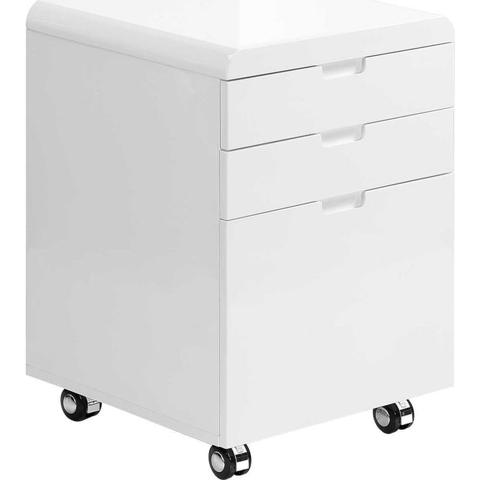Filing Cabinet - 3 Drawer - High Glossy - Castors
