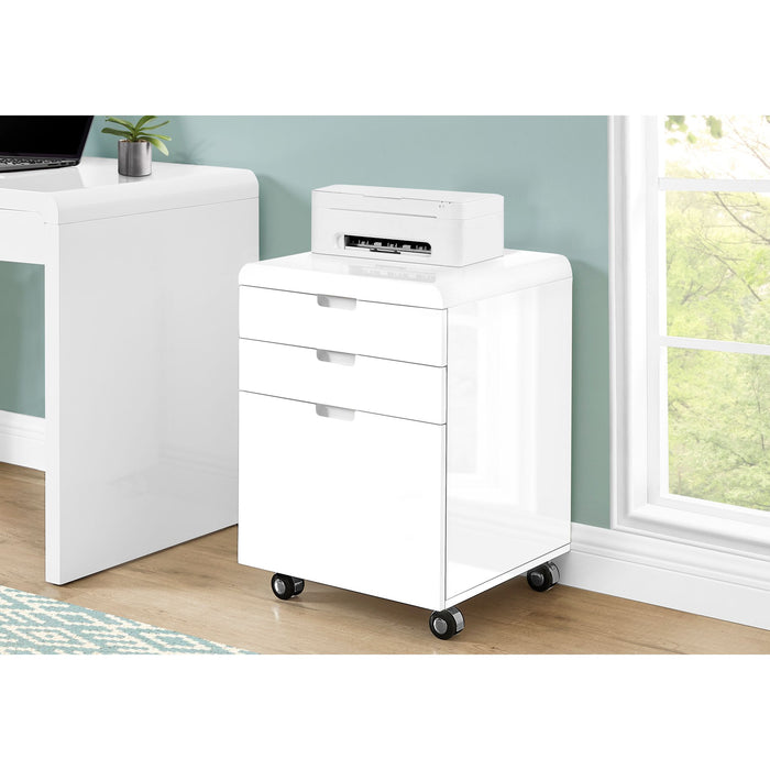 Filing Cabinet - 3 Drawer - High Glossy - Castors