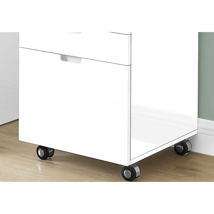 Filing Cabinet - 3 Drawer - High Glossy - Castors