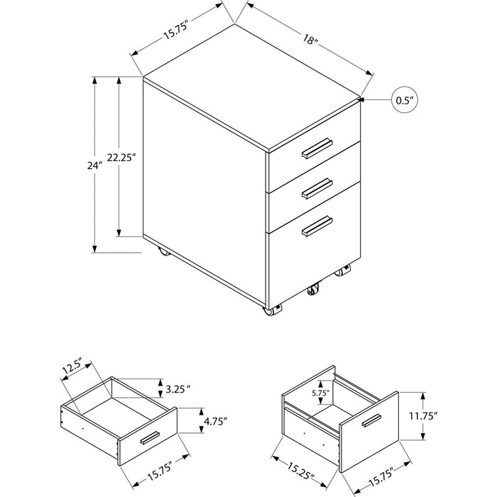 Filing Cabinet - 3 Drawer - on Castors