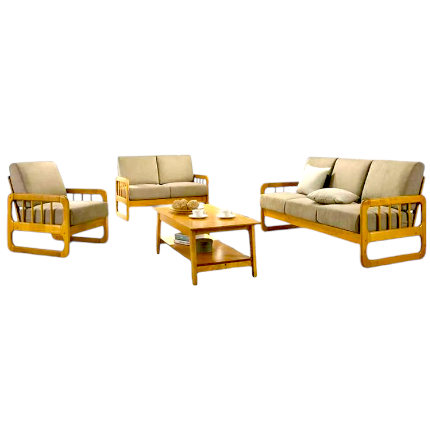 Flasin Wooden Sofa Set – Ash