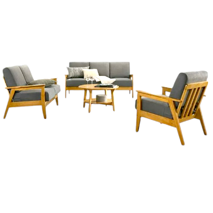 Flovin Wooden Sofa Set – Ash