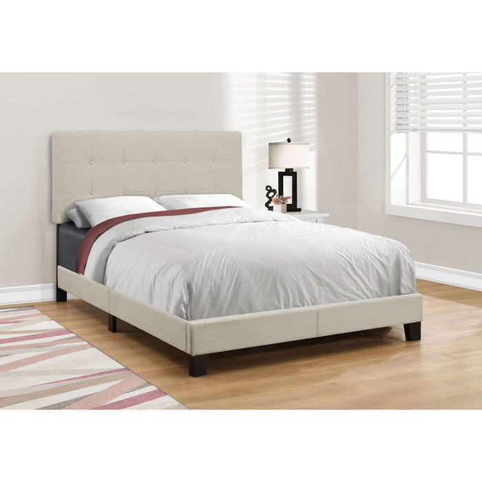 Full Upholstered Bed - Beige/Black