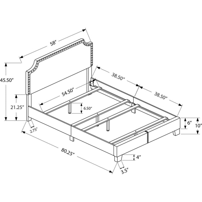 Full Upholstered Bed - Grey