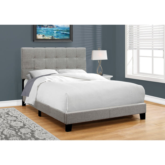 Full Upholstered Bed - Grey/Black
