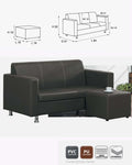 Gayana Faux Leather Sofa with Stool