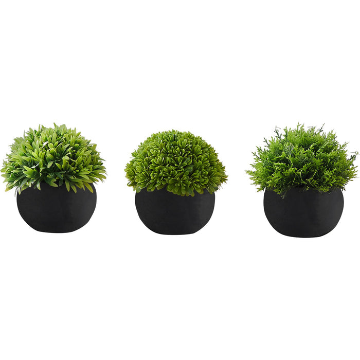 Grass - 5" Artificial Plant (Set of 3) in a 3" Black Pot