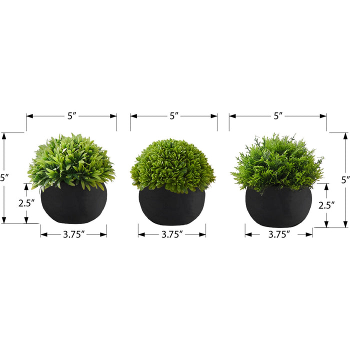 Grass - 5" Artificial Plant (Set of 3) in a 3" Black Pot