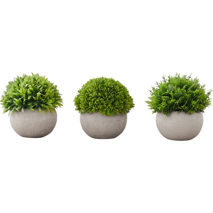 Grass - 5" Artificial Plant (Set of 3) in a 3" Grey Pot