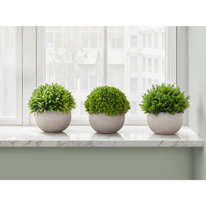 Grass - 5" Artificial Plant (Set of 3) in a 3" Grey Pot