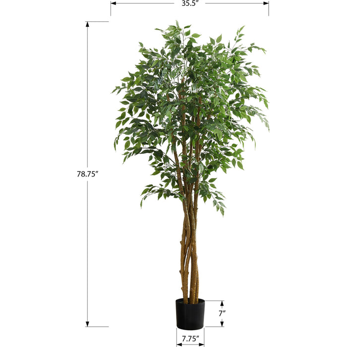 Indoor Ficus Tree - 79" Artificial Plant in a 8" Pot